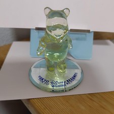Disney Tokyo Pooh Crystal Glass Collectible Transparent Yellow Used