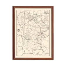 Old Map of Black Hills, SD 1939 - Vintage Black Hills South