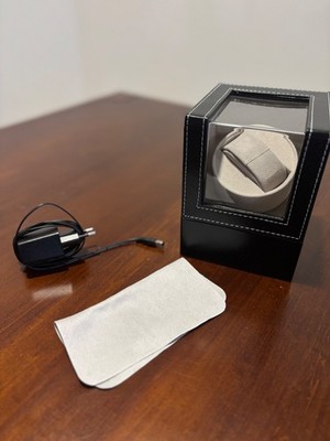 Uhrenbeweger PU Leder Watch Winder für 1 Uhr inkl. Netzteil & Tuch   schwarz