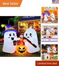Durable 6FT Halloween Ghost Decoration with LED Lights   Indoor/Outdoor Use