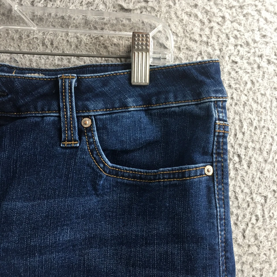 Pantalones Cortos de Fin de Semana Seven7 Dana Para Mujer 14 Azul Denim Tiro Alto Cremallera Mosca Botón Frente Foto 3 de 4