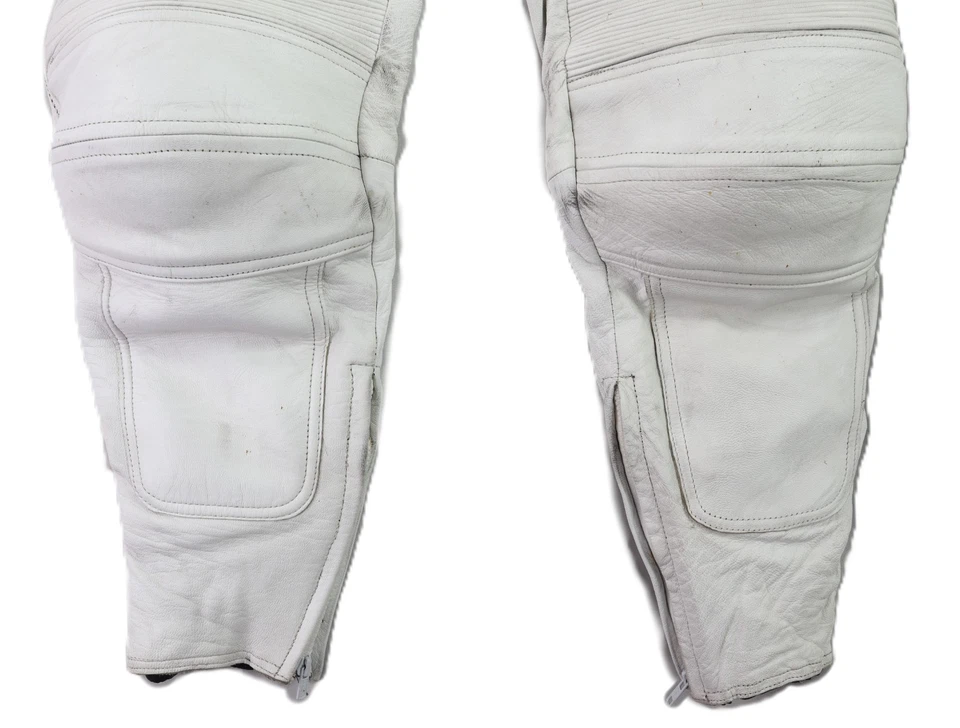 TEKNIC US Men’s Large White Leather Biker Motorcycle Suit Set Pants Jacket - Image 3 of 4