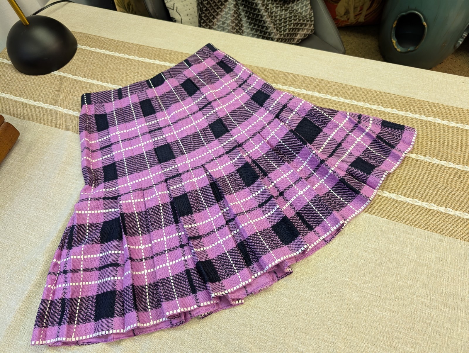 NEW! ST. JOHN BY MARIE GRAY Purple/Blk Pleated Skirt GORGEOUS!