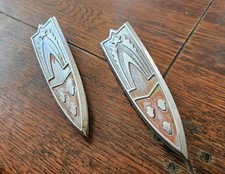 Pair Original 1958 Oldsmobile 88 98 Rear Quarter Door Emblems Badges Logos Olds