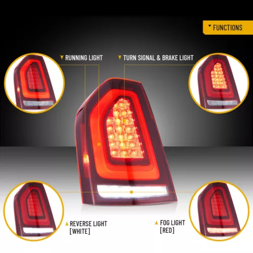 Pair VLAND For 2011-2014 Chrysler 300 RED Full LED Taillights W/ DRL Animation - Bild 3 von 16