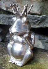 11 cm bronze Silber metall Frosch Froschkönig frog king Frösche 