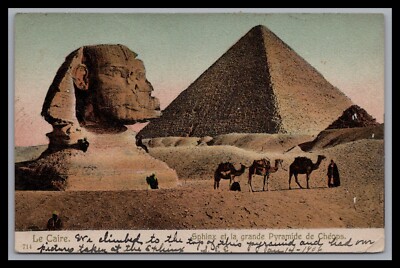 Iconic SPHINX et la grande PYRAMIDE de CHEOPS Egypt Giza Plateau Men Camels UDB