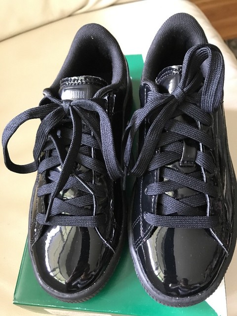 black patent leather pumas