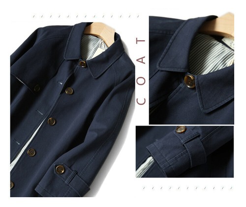 Womens Cotton Long Sleeve Single Breasted Mid Long Trench Coats Overcoat Buttons - Picture 9 of 26