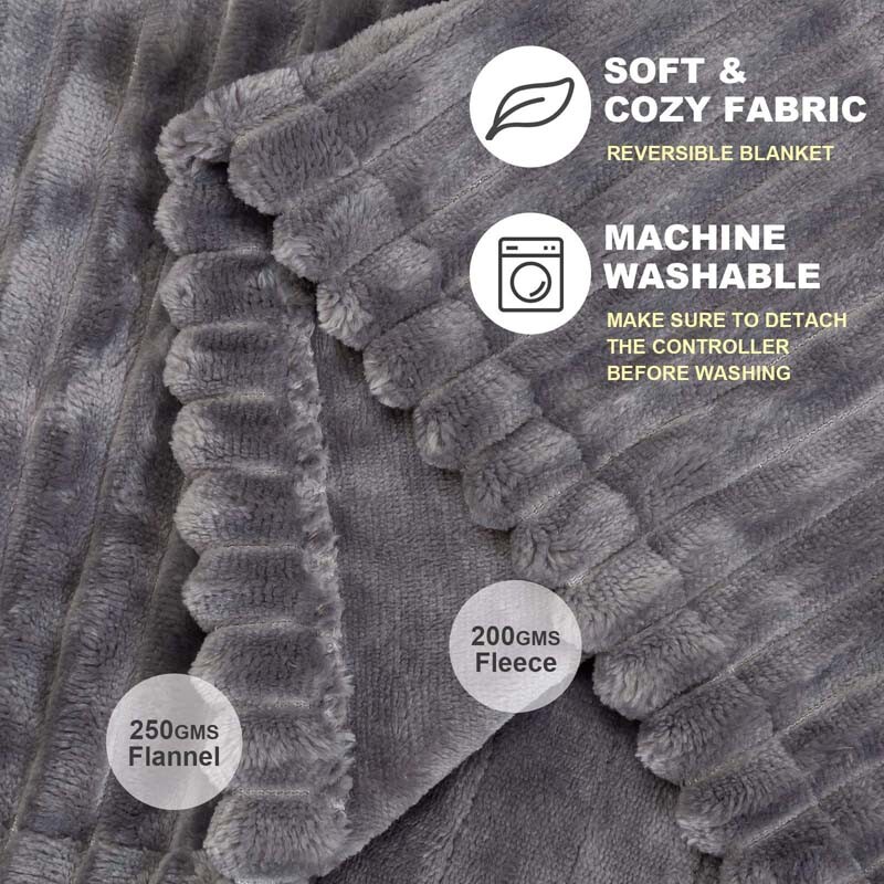 Heated Throw Electric Over Blanket Soft Fleece Comfort Control Sofa 6