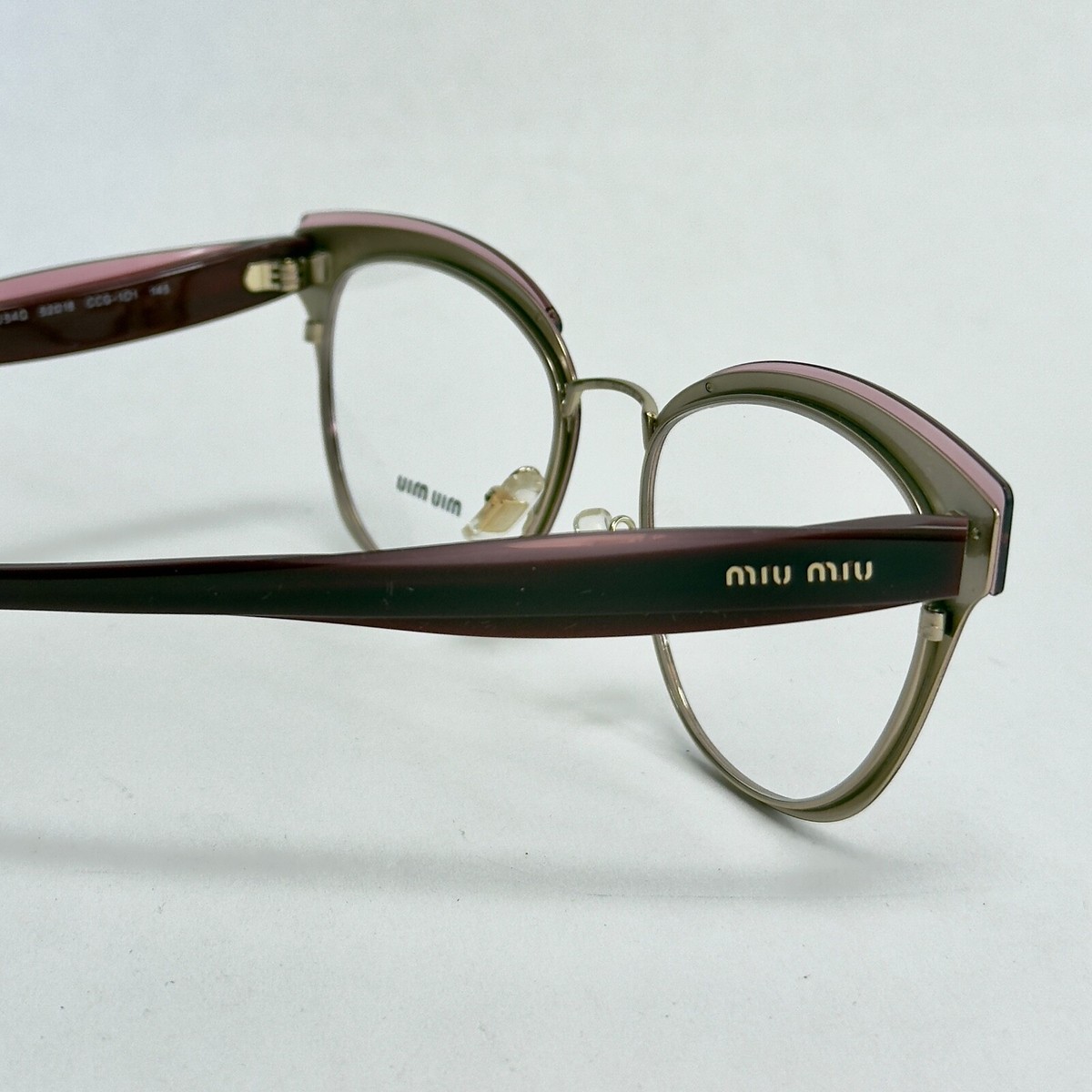 MIU MIU RASOIR 54Q Gold Layers Red Pink 52mm Eyeglasses Optical
