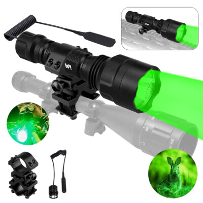 Powerful 350Yard Green LED Hunting Light Predator Flashlight Coyote Hog Varmint