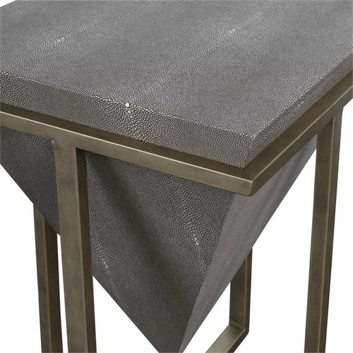 Uttermost Bertrand Iron MDF Wood and Faux Shagreen Accent Table in Gray - Picture 4 of 5