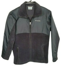 Columbia Youth Size M Black Zip Up Fleece Jacket Long Sleeve Poly Nylon Blend