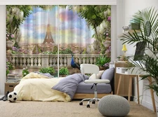 3D Eiffel Tower Balcony ZHUA4123 Photo Curtain Window Blockout Fabric Amy 2023