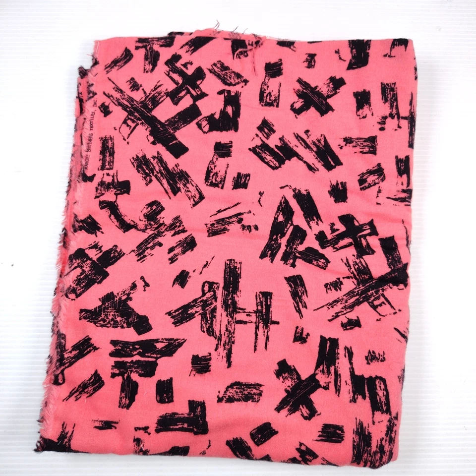 Tela de franela de algodón vintage Marcus Brothers 44x3yds pinceladas negras coral Foto 2 de 4