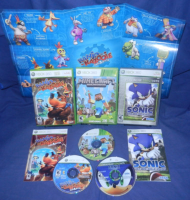 Xbox 360; Sonic The Hedgehog, Banjo-Kazooie Nuts & Bolts, Minecraft Xbox 360 ED