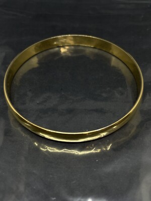 Vintage Signed Monet Gold Tone Shiny Smooth Bangle Bracelet