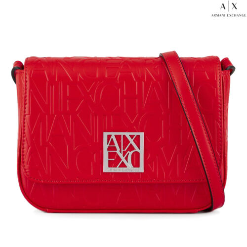 Armani Exchange borsetta tracolla piccola borsa a spalla rossa loghi SCONTO -30% - Photo 1 sur 6