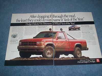 1991 Dodge Dakota V8 Vintage 2pg Ad ''After Dragging it Thru the Mud...''