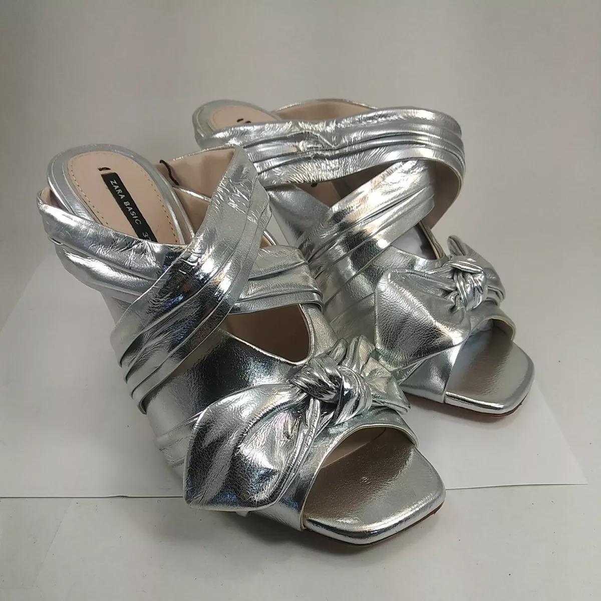Zara silver top heeled sandals