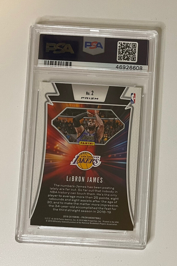 2019-20 Panini Prizm Far Out! Hyper Lebron James #2, Graded PSA 9