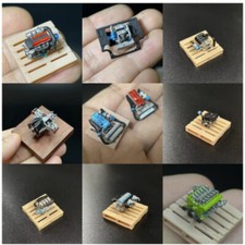 Diorama 1/64 Turbo Motore Modellino Auto Tuning Ruota Ricambi Strumento Modello Scena