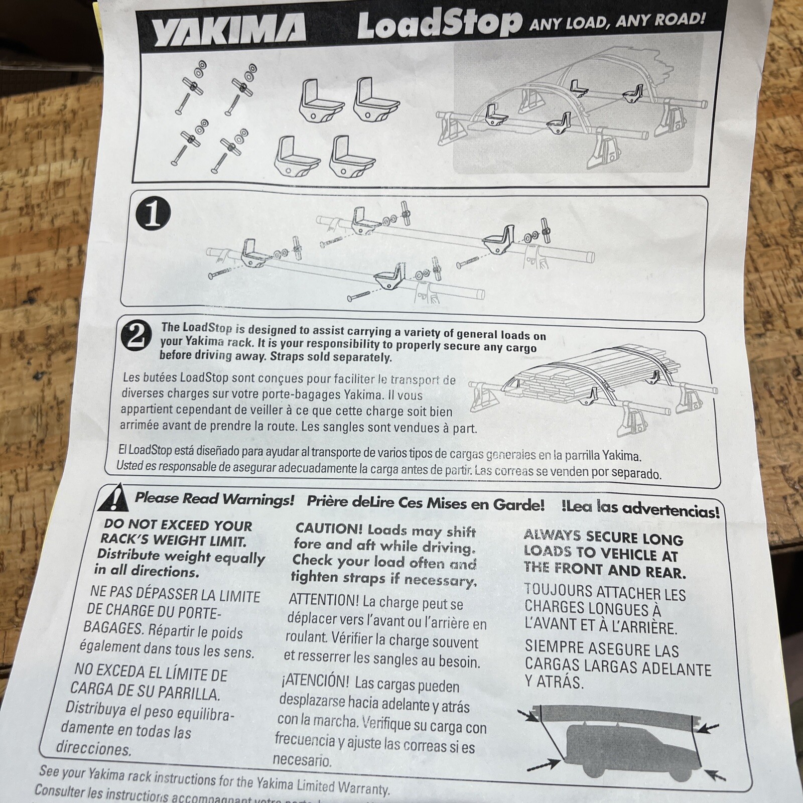 Set of 4 Yakima Load Stops Gunwale Brackets for Round Bars , Canoe