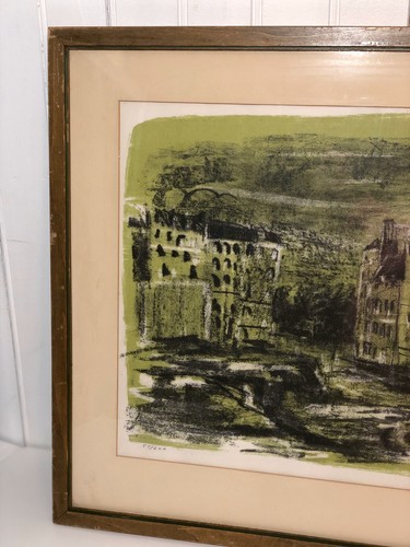 Vintage McM 50s 60s Mid century Charcoal litho Signed Framed R. Wehrlin 55/200 - Picture 8 of 11