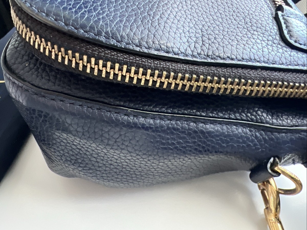 Marc Jacobs Small Natasha Crossbody Bag Navy Blue Pebble Leather