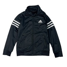 Adidas Three-Striped Track Jacket Athletic Full Zip Black White Youth 5