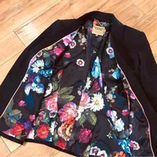Ted Baker black luxury floral flower lined blazer suit jacket professional 5