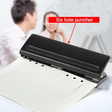 Metal 6 Hole Punch Heavy Duty 4 Adjustable Position Paper Holepunch Office Desk