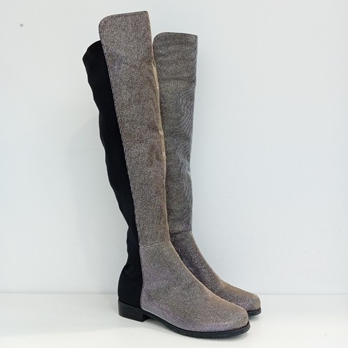Stuart Weitzman Women's Tall Boots Size 6 Silver Black FLT28JR eBay