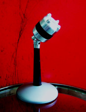 Vintage 1940's American D4 dynamic microphone w Astatic E6G stand prop