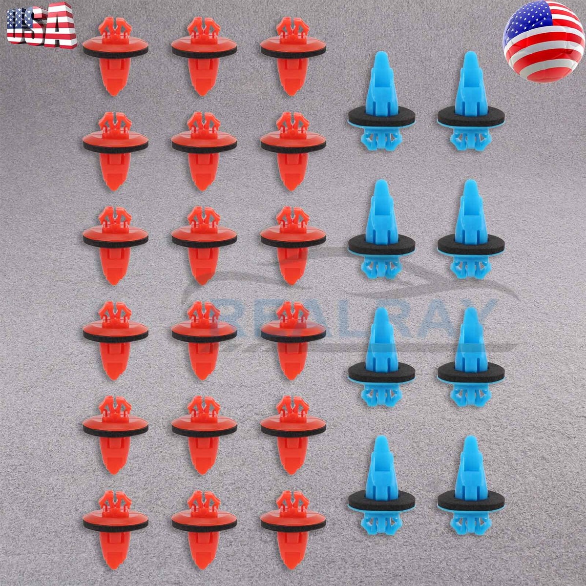 8* Blue 90904-67036 + 18*Red 90904-67037 Fender Flare Retainer 