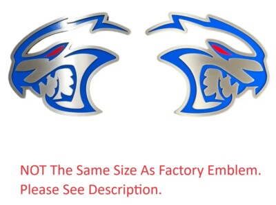 Stainless Blue Hellcat Redeye Fender Badge Emblems 2015-2023 Dodge Challenger