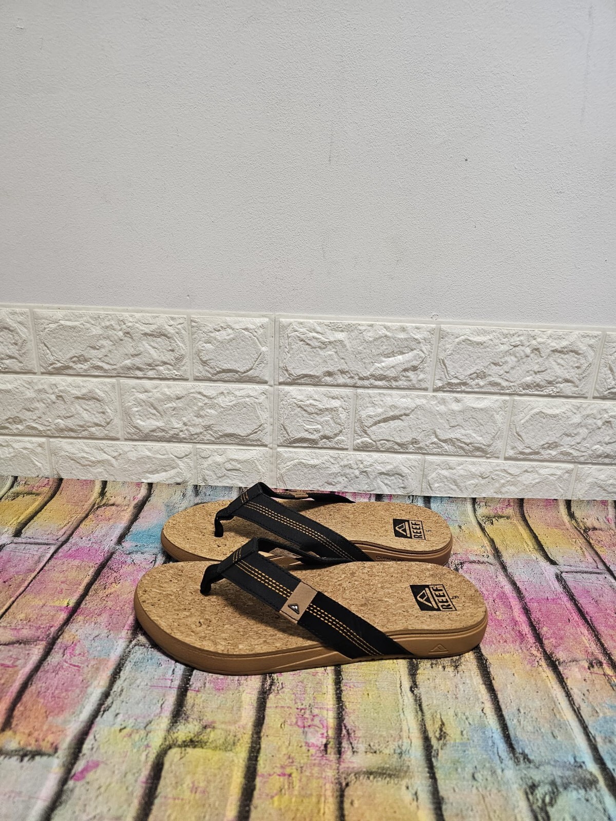 Chanclas de corcho Reef Cushion Phantom Reino Unido 8 para hombre PVP £ 50 negras/corcho