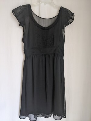 Francesca s Black Lace Lined Empire Waist Baby Doll Style Dress Size Med 