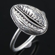Shell Cowrie Handmade Ring, 925 Sterling Silver Jewelry Handmade Cowrie Ring