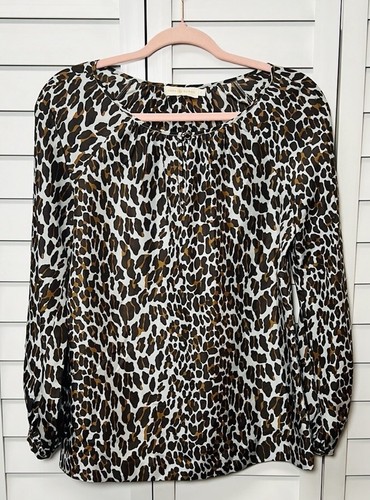 Tory Burch Leopard Print 100% Silk Long Sleeve Top Women’s Size 2