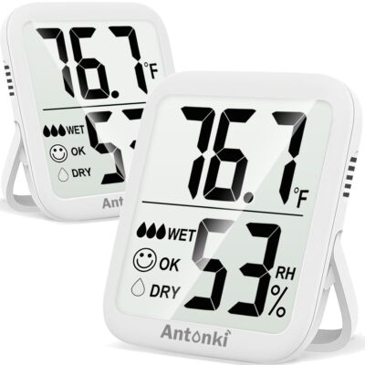 Antonki 2 Pack Room Thermometer for Home, Digital Temperature and Humidity Mo...