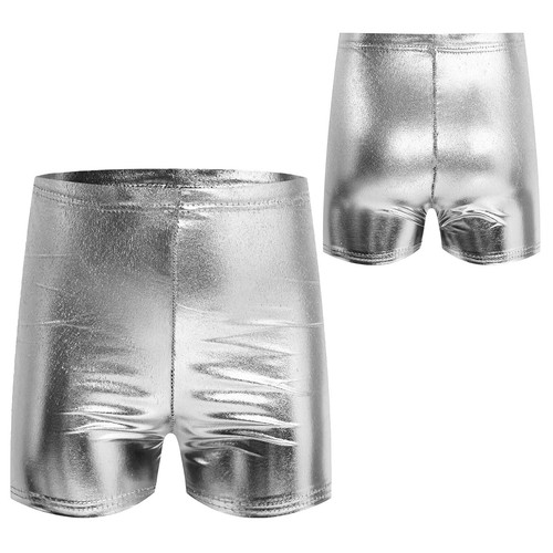 Kids Shorts Practice Hot Pants Party Dance Solid Metallic Youth Boys Girls Rave - Picture 11 of 72