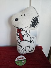 NWT Peanuts Snoopy Christmas Decorative Pillows Sherpa Present Red White Dog