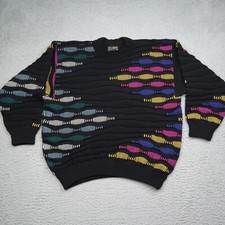 Vintage COOGI Australia Sweater Mens Large Black 3D Knit 100 Pure Wool Biggie