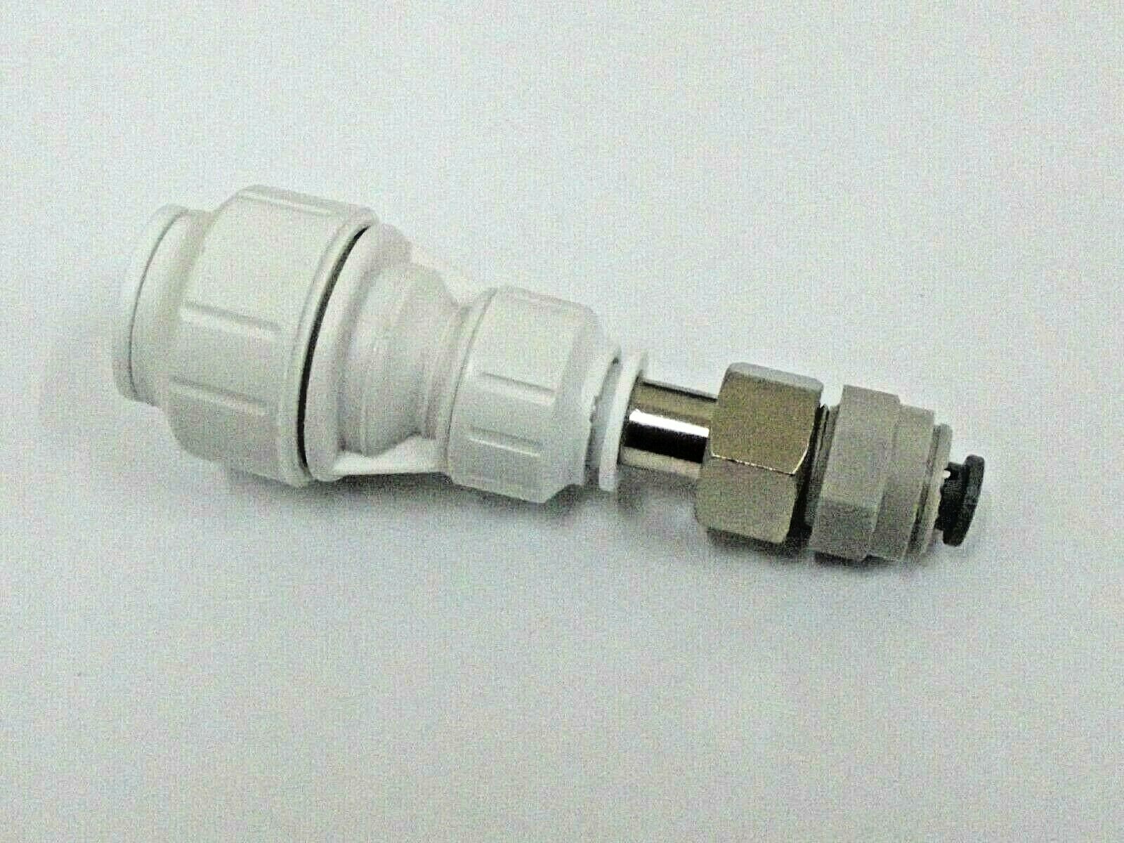 American Fridge Pipe Connector 15mm push fit to 1/4 Imperial push fit adaptor