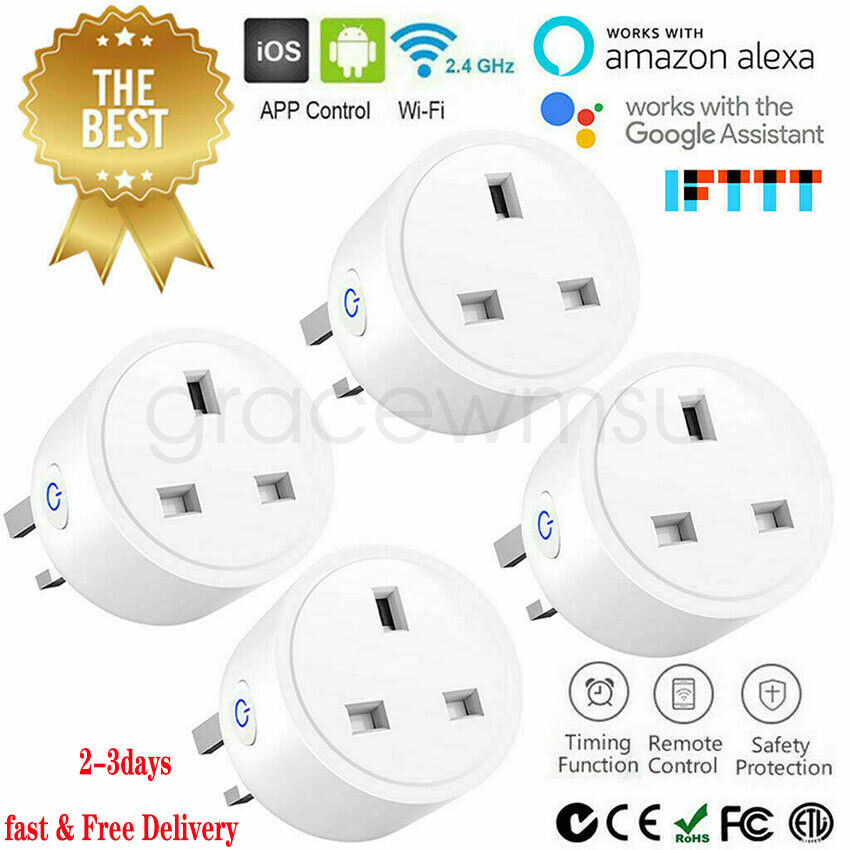 Wireless Smart Plug WiFi Outlet Power Outlet for Google Home and  Alexa UK