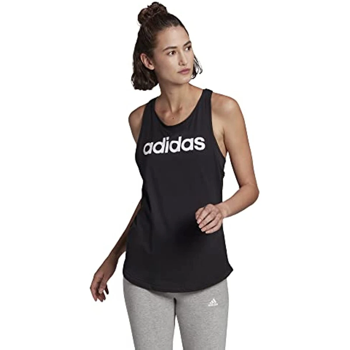 adidas womens Essential Loose Tank Top Size Small GL0566 Black/White | eBay