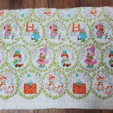 Vintage Crib Quilt Blanket Quilted Nursery Rhyme White