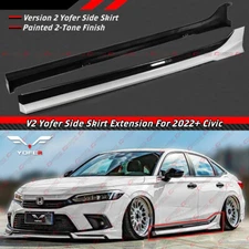 For 2022-2026 Honda Civic Yofer V2 White Pearl Black 2 Tone Side Skirt Extension